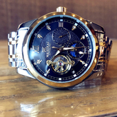 夜光防水精钢 潮流韩版 新概念镂空陀飞轮全自动机械表手表男士 时尚