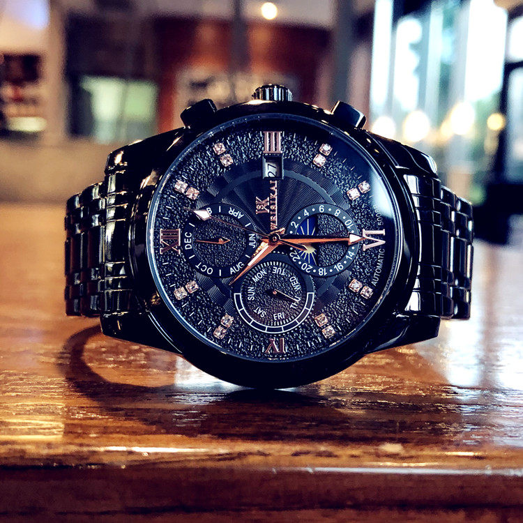 2023新款时尚潮流男士手表全自动机械表防水夜光镂空陀飞轮精钢表