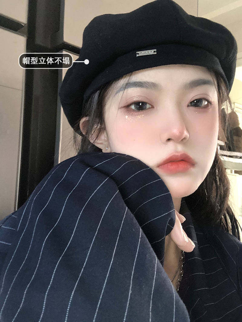 贝雷帽高级感适合方脸长脸女生的漂亮帽子穿搭小众设计感秋冬款