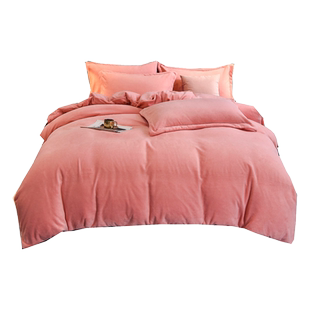 定做纯色牛奶绒四件套kingsize被套248澳洲queen加厚床单床笠款式