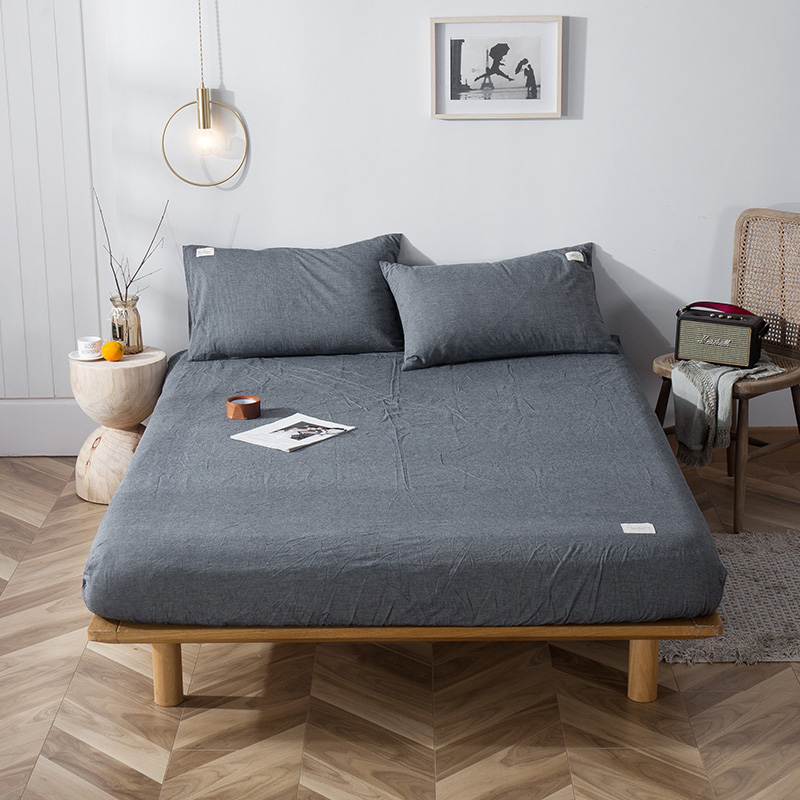 定做水洗棉纯色条纹床笠