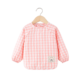 宝宝罩衣春秋薄款棉感防水儿童罩衣女宝婴儿吃饭围兜宝宝饭兜围裙