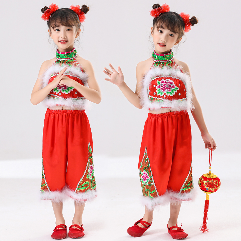 开门红打鼓秧歌服喜庆女童
