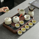 家用侧把壶喝茶会客茶壶茶杯办公室泡茶专用 整套汝窑功夫茶具套装