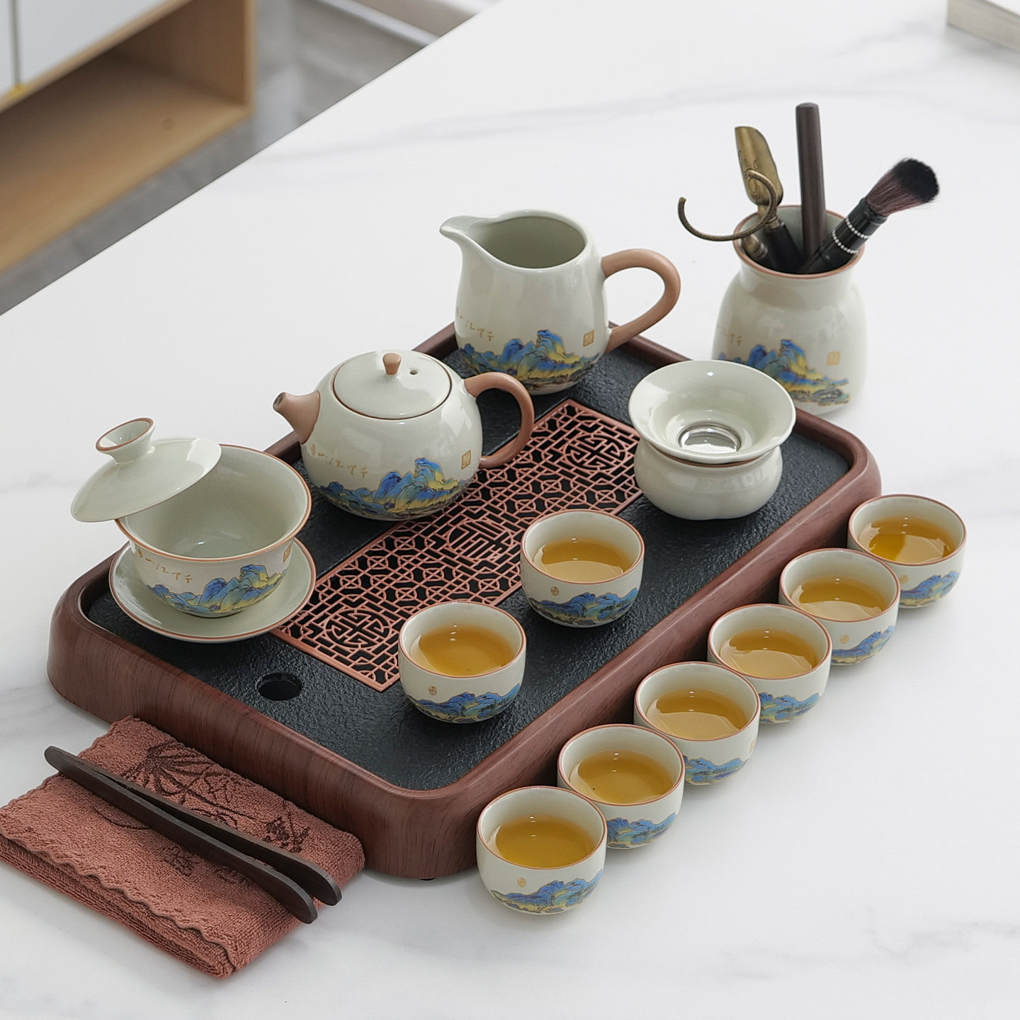 汝窑茶具套装家用高档泡茶壶茶杯茶盘2026新款喝茶整套送长辈礼品