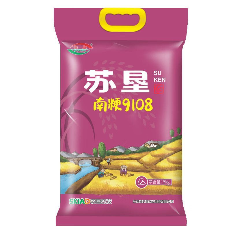 苏垦香稻粳米 大米10斤装 南粳9108大米5kg*1袋
