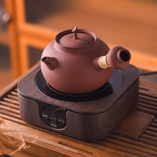 潮州手拉紫泥老岩泥砂铫壶宫灯侧把煮茶器家用烧水煮茶壶卡盖跳盖