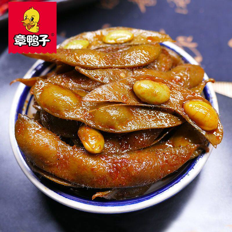 章鸭子毛豆散称400g香辣味卤味素食休闲小吃湖南特产品即食辣味