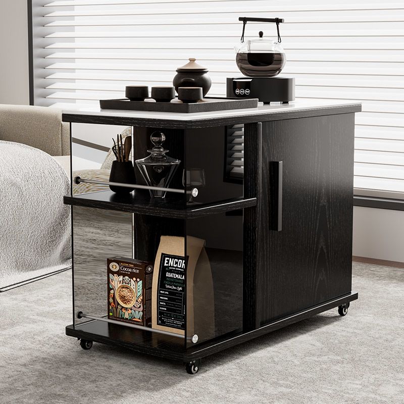 移动茶水客厅柜带柜边多功能小推车简约侧边实木迷你沙发茶几阳台