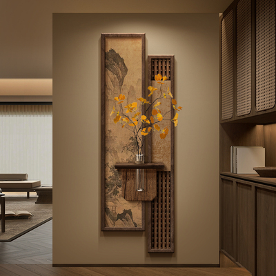 宋代美学玄关装饰画入户门绿植墙面装饰挂画中式书房茶室氛围布置