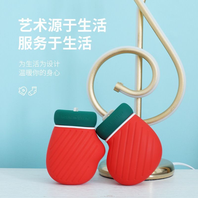 冬季新圣诞新年礼物手脚袜硅胶暖手宝便携式注水袋微波加热暖水袋