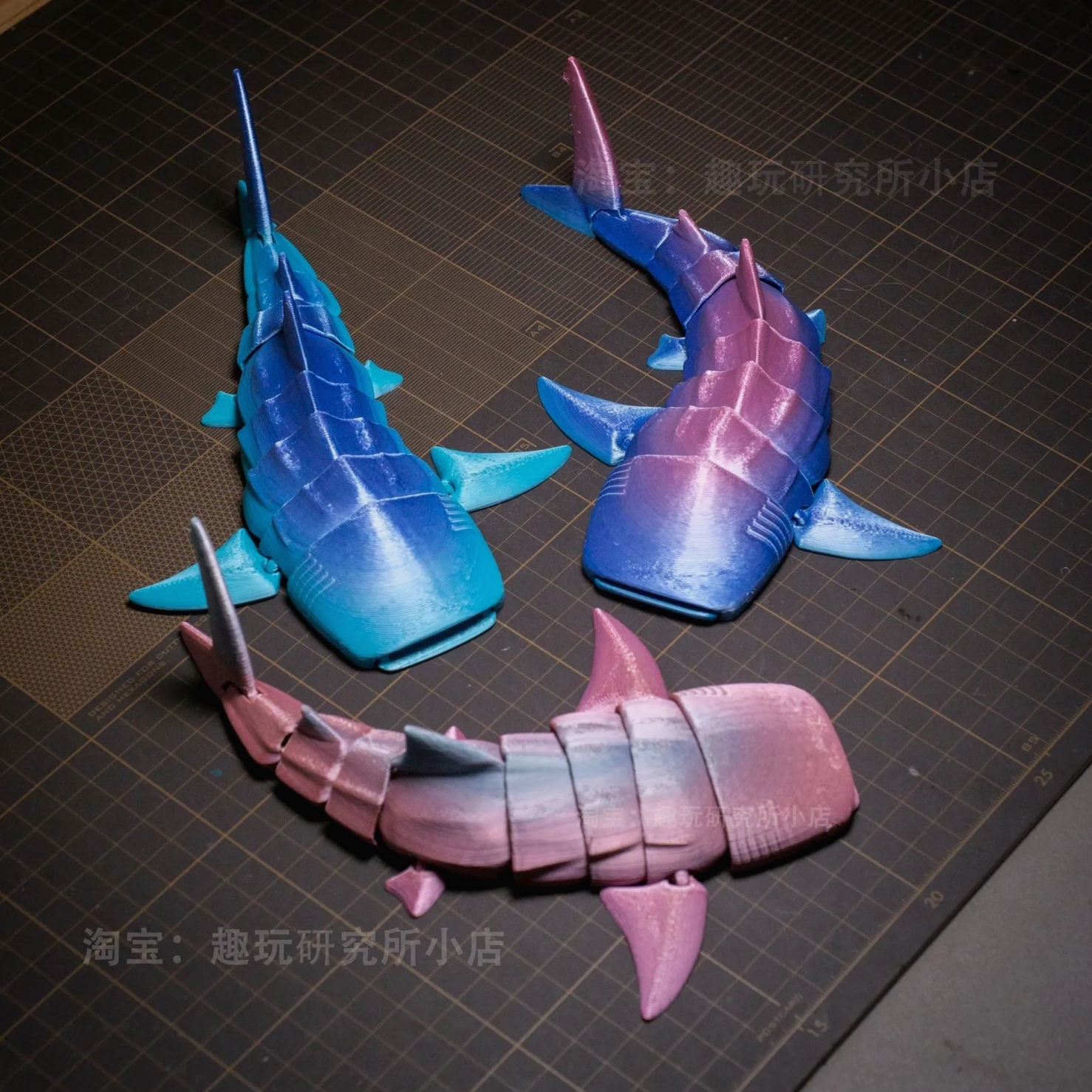 3D打印可爱鲸鲨珍稀动物关节可活动儿童玩具生日礼物装饰小动物