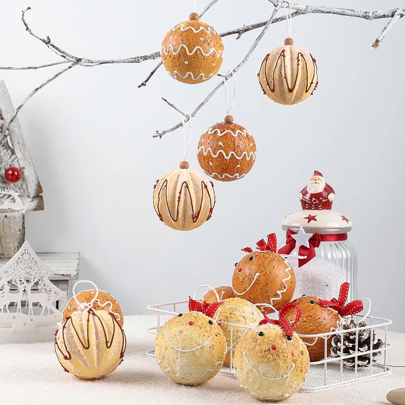6pcs 8cm Cookies Christmas Foam Ball Xmas Tree Hanging