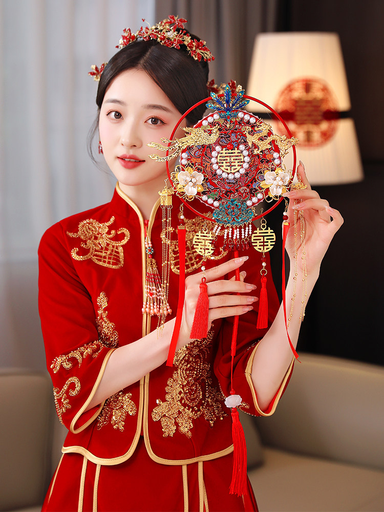 중국 결혼식 팬 신부 팬 결혼식 팬 수제 DIY 재료 패키지 접목 XIUHE 팬 완제품