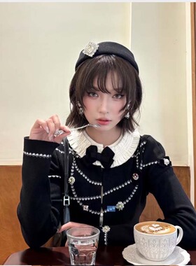 【侯允儿限定】新款珍珠荷叶领针织开衫套装GPH68234