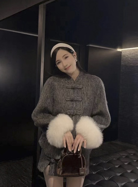 【侯允儿限定】新中式盘扣小香毛呢外套GZJ68261