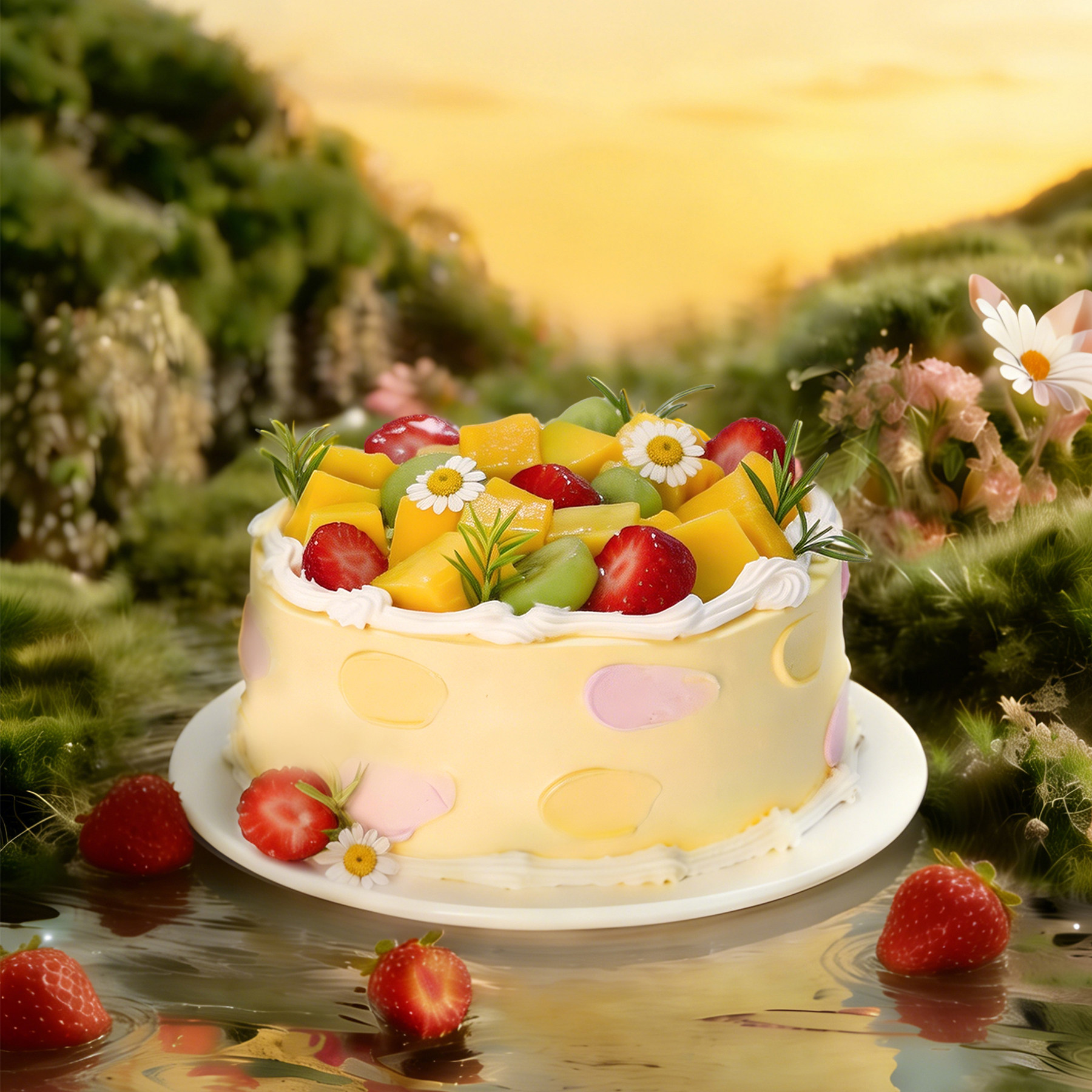 【游园金芒】芒果椰子斑斓蛋糕动物奶油生日蛋糕甜点下午茶同城