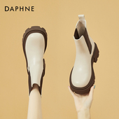 白色秋冬加绒套筒烟筒靴冬季 达芙妮厚底马丁靴女款 2026新款 短靴子