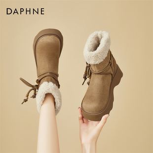 女鞋 冬季 加绒加厚保暖短靴子外穿棉靴 雪地靴女2025新款 达芙妮时尚