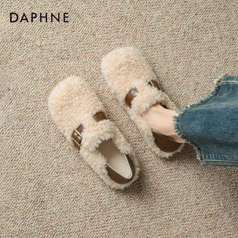 达芙妮官方旗舰店加绒毛毛鞋女鞋