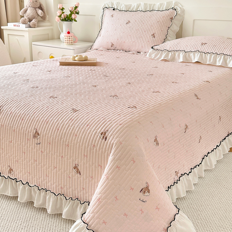 雙層紗花邊床蓋夾棉床單