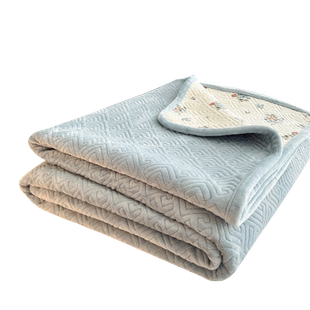 双面可用全棉牛奶绒夹棉床盖单件加厚防滑榻榻米炕盖床单三件套