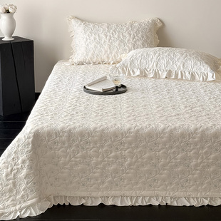 通用绗缝夹棉床单榻榻米炕盖 天丝棉床盖三件套四季 2025新款 法式