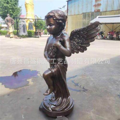 大型西洋景观人物铸铜雕塑小天使铜像欧式园林景观摆件