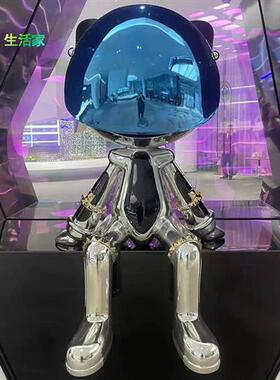 人形玻璃钢喷镀轻奢酒店样板房客厅卡通雕塑网红猫咪落地坐姿摆件