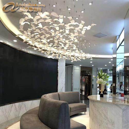 酒店大堂圆形玻璃吊灯别墅氛围感客厅餐厅艺术造型设计感工程吊灯