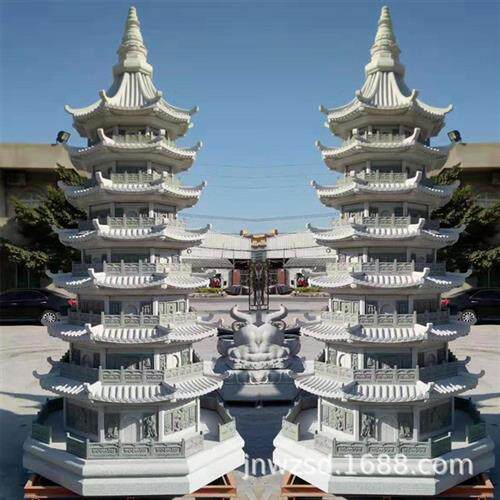 景区石雕六角塔图片寺庙汉白玉六角石塔雕刻石造六角佛塔报价