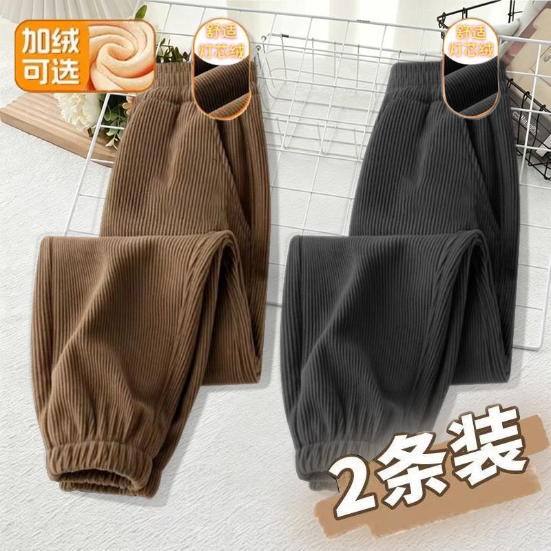 儿童灯芯绒束脚裤秋冬加