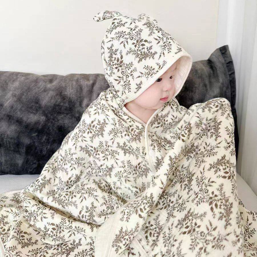 新生婴儿浴巾带帽斗篷洗