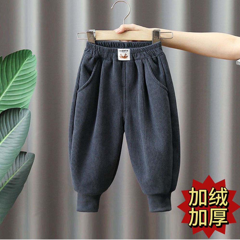男童秋冬款加绒裤子一体