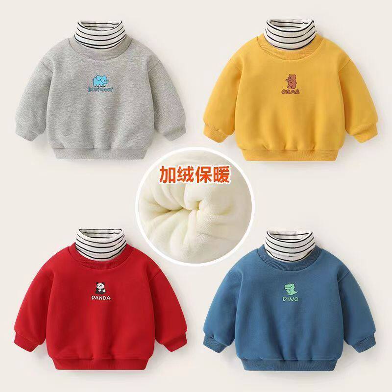 婴儿衣服假两件加绒卫衣