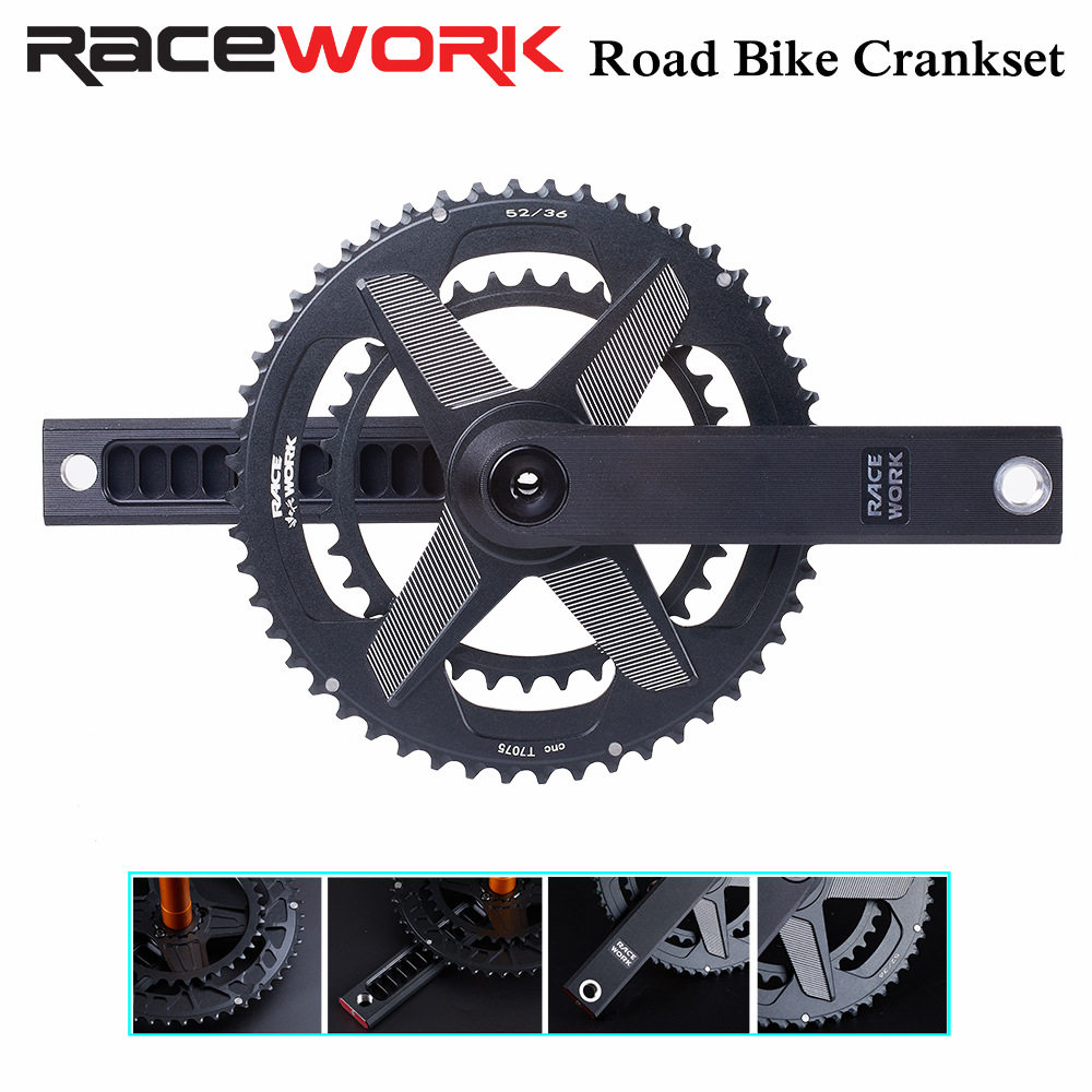 racework公路自行车gxp中空一体牙盘铝轴曲柄170mm双盘50-34t套装