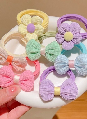 儿童皮筋可爱花朵蝴蝶结扎丸子头发绳女孩马尾头花宝宝高弹防寒布