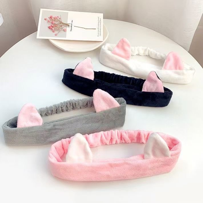 新款可爱猫耳朵束带发洗脸发带女韩版学生发窟发箍网红敷面膜发套