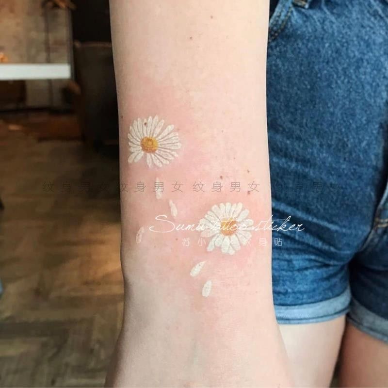小清新 持久 防水 少女 白色小雏菊 权志龙同款手臂纹身贴