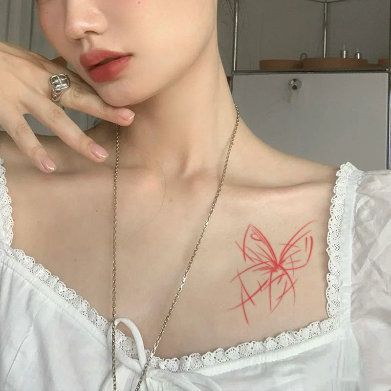 裂痕蝴蝶 高级彩色纹身贴ins手臂锁骨逼真刺青防水持久可水洗网红