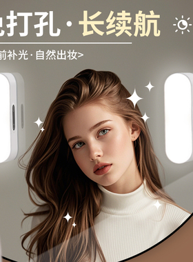 化妆镜前灯补光梳妆台灯LED超亮卫生间浴室台免打孔充电式镜子灯