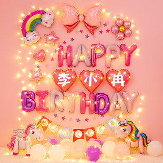 儿童生日装饰场景布置气球背景墙女孩女宝周岁快乐派对用品布置
