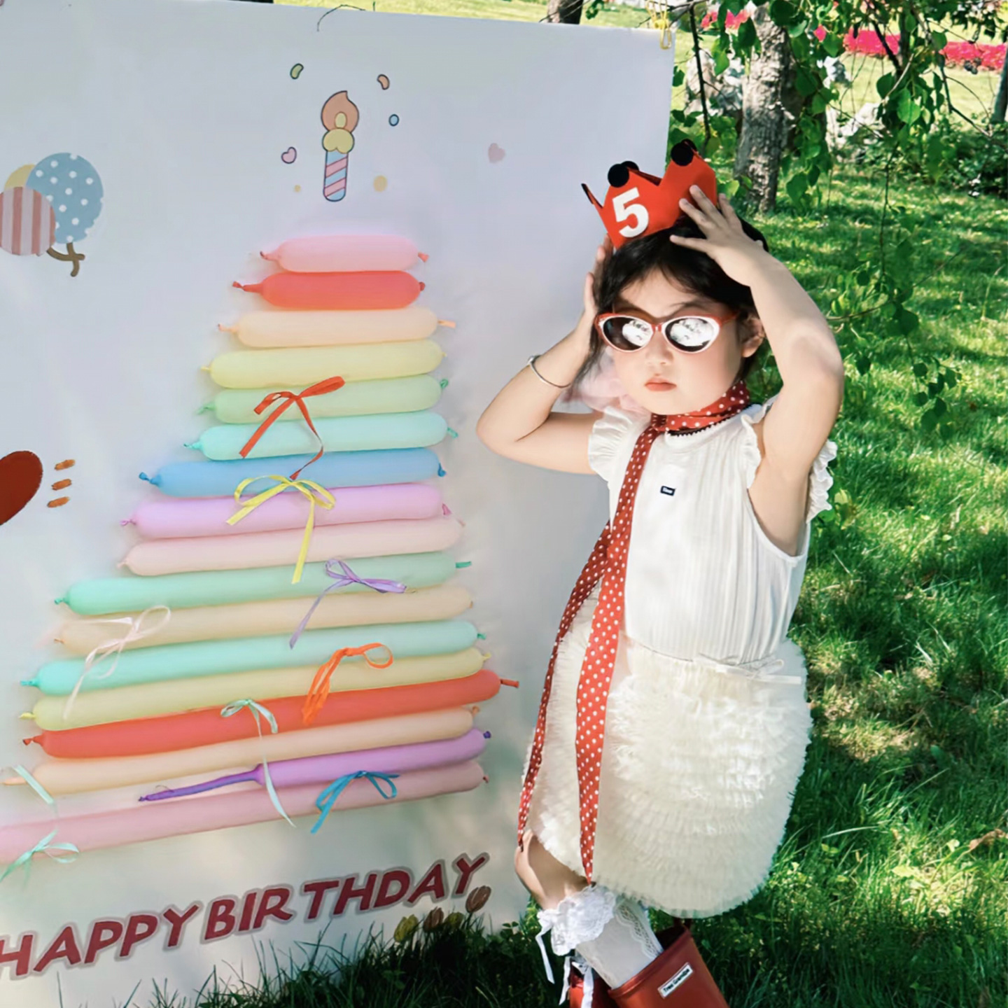 长条气球生日蛋糕装饰材料包