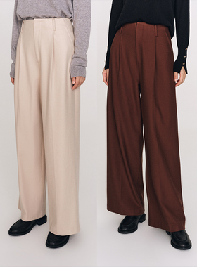 miss fantasy 发热云朵裤 双面磨毛锁温褶裥直筒裤FB479323N