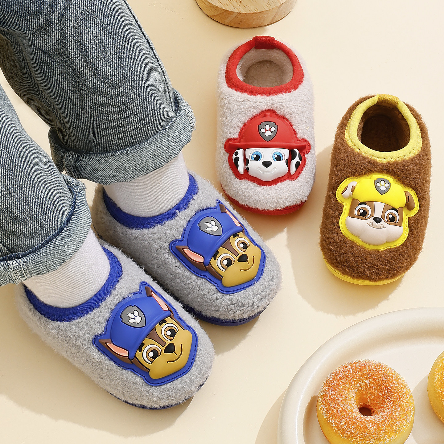 汪汪队儿童棉鞋2025新款冬室内包跟防滑棉拖鞋男童女孩毛毛托拖鞋