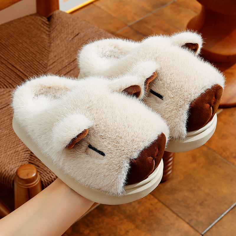 卡皮巴拉儿童棉拖鞋冬季新款男孩拖鞋保暖防滑加绒女大童亲子棉鞋