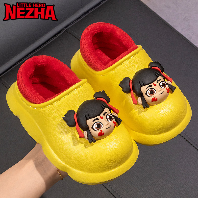 哪吒儿童棉拖鞋2025新款冬季男童女童室内家居保暖防滑防水外穿鞋