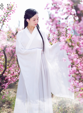 糖十一原创汉元素连衣裙女春夏2025年新款白色汉服长裙演出服裙子