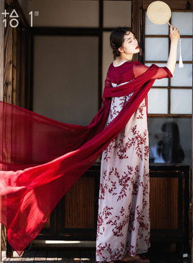 现货【虞美人】改良齐胸襦裙2025新款刺绣连衣裙女夏季红色裙子仙