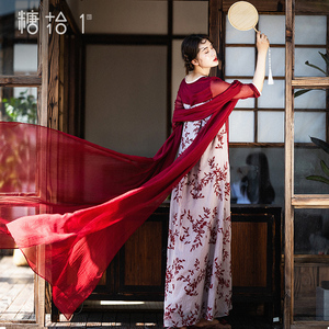 现货【虞美人】改良齐胸襦裙2025新款刺绣连衣裙女夏季红色裙子仙